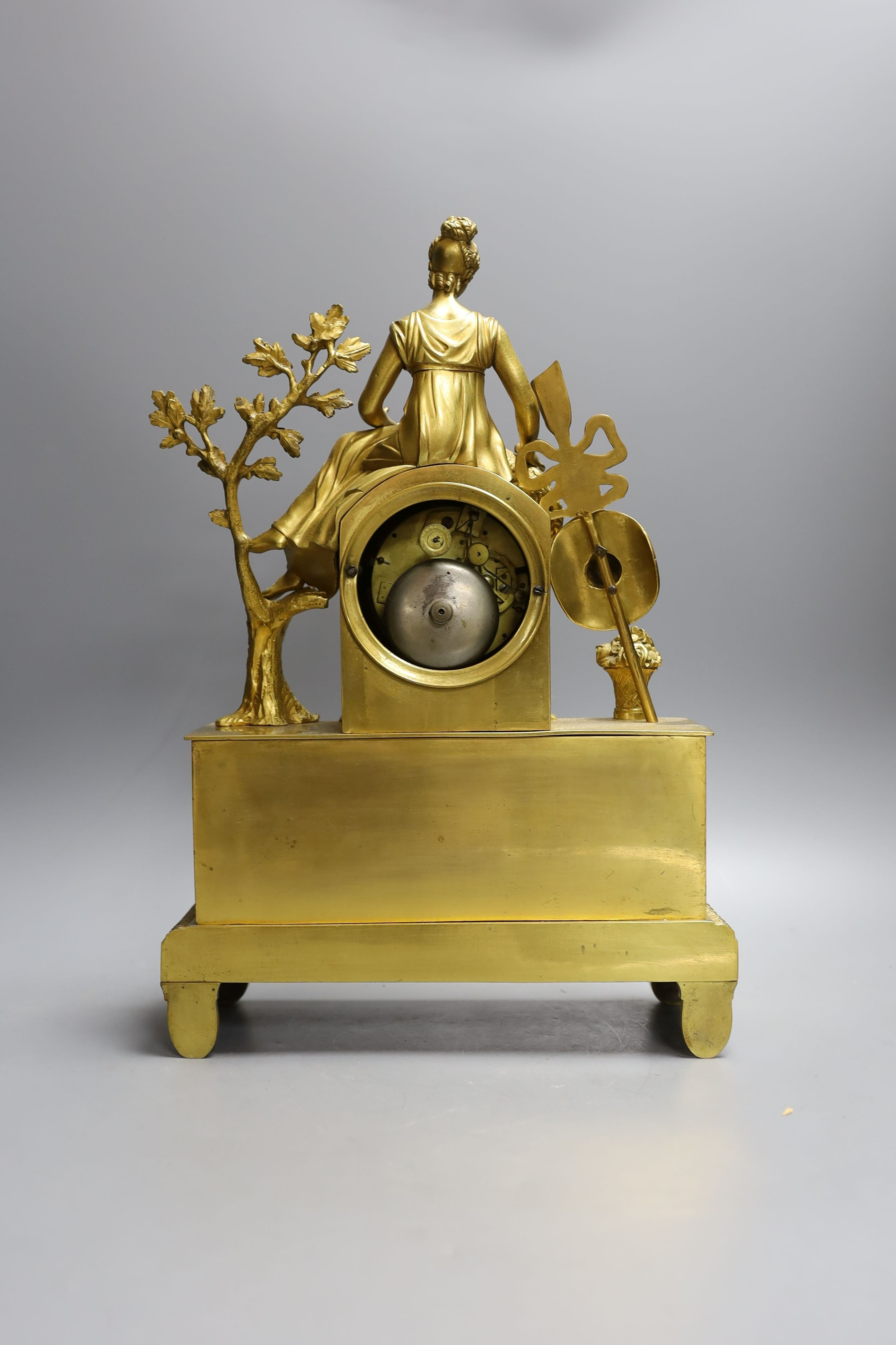 A 19th century Louis XVI style ormolu mantel clock with Shepherdess - 40cm high